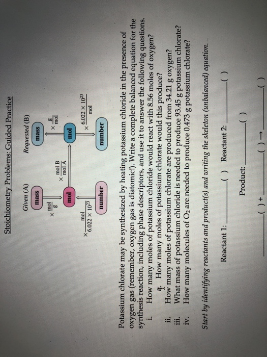 Solved Stoichiometry Problems: Guided Practice Given (A) | Chegg.com