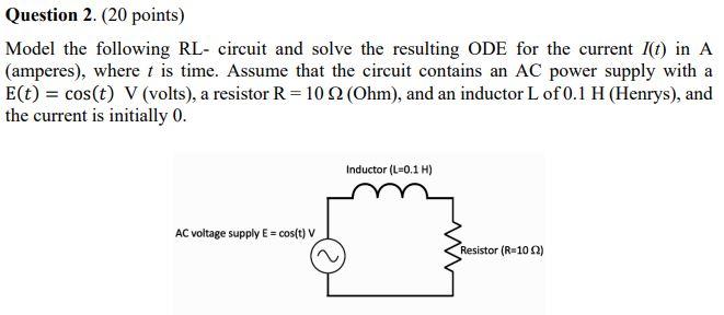 Solved Model The Following RL- Circuit And Solve The | Chegg.com