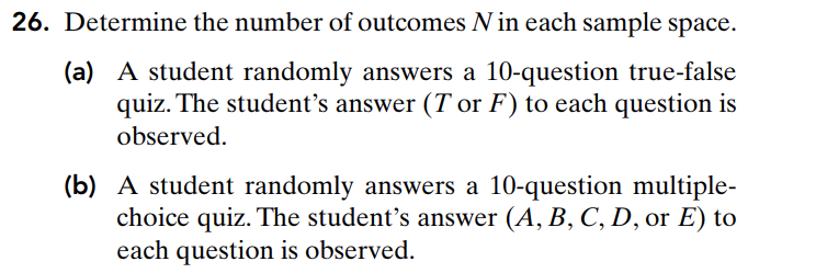 Solved 26. Determine the number of outcomes N in each sample | Chegg.com