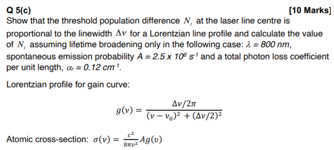Solved Q 5(c) [10 Marks] Show that the threshold population