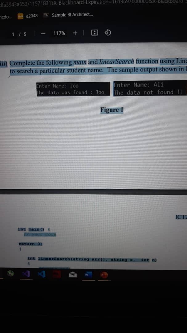 Solved iii) Complete the following main and linearSearch | Chegg.com
