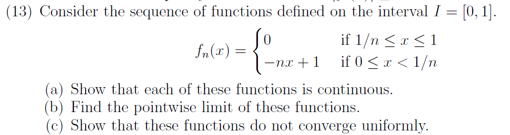 Solved 0 = (13) Consider the sequence of functions defined | Chegg.com