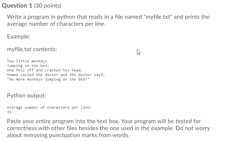 Solved Question 1 (30 points) Write a program in python that | Chegg.com