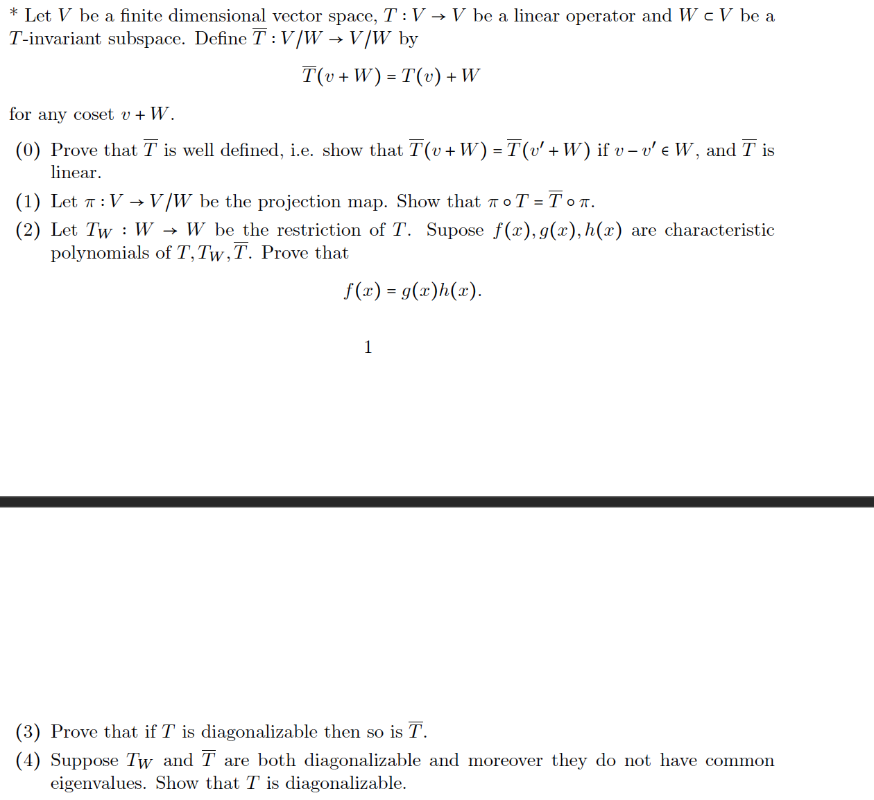 Solved * Let V Be A Finite Dimensional Vector Space, T:V→V | Chegg.com