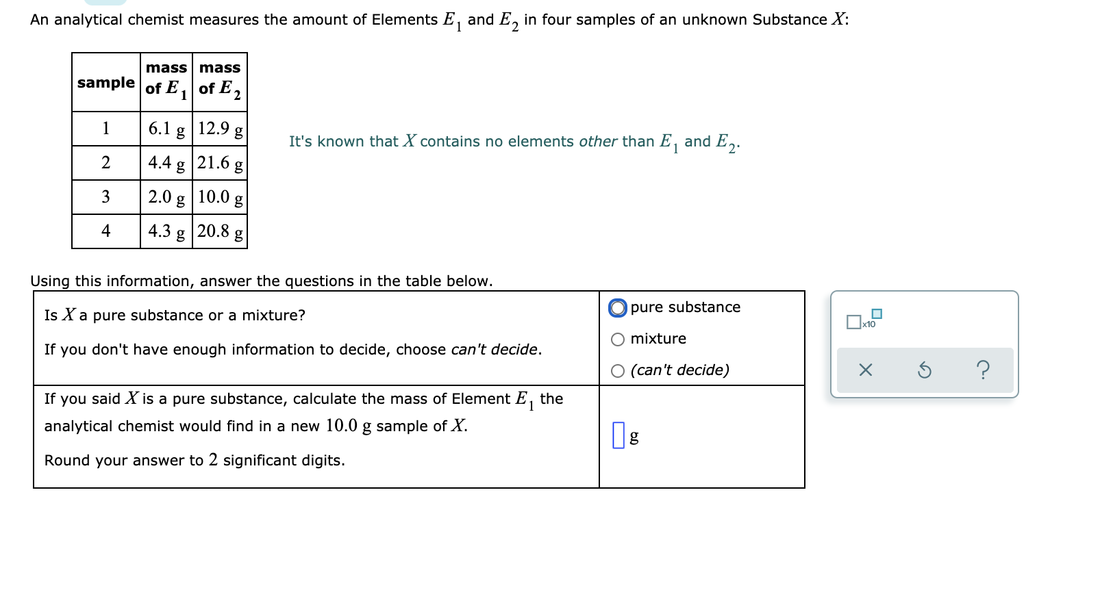 Solved An analytical chemist measures the amount of Elements