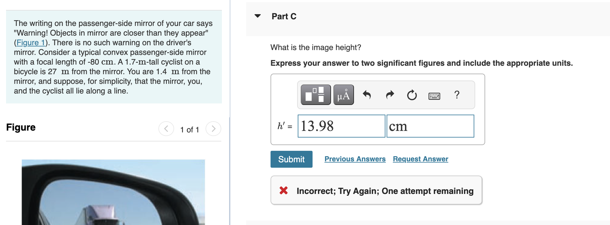 Solved The writing on the passengerside mirror of your car