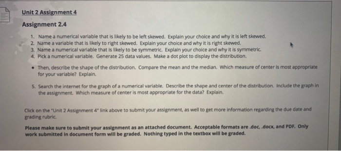Solved Unit 2 Assignment 4 Assignment 2.4 1. Name a | Chegg.com