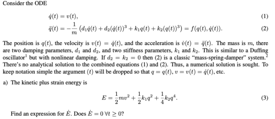 Consider The Ode 1 ġ T V T 1 A T Di D Chegg Com