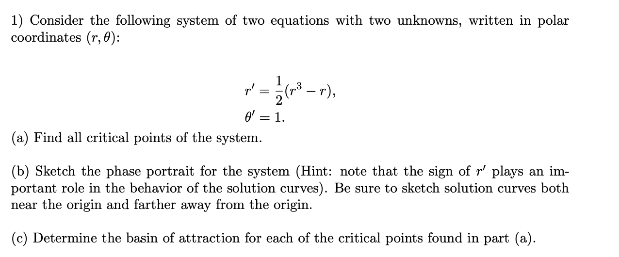 Solved 1) Consider the following system of two equations | Chegg.com