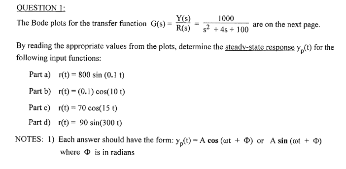 Solved The Bode plots for the transfer function | Chegg.com