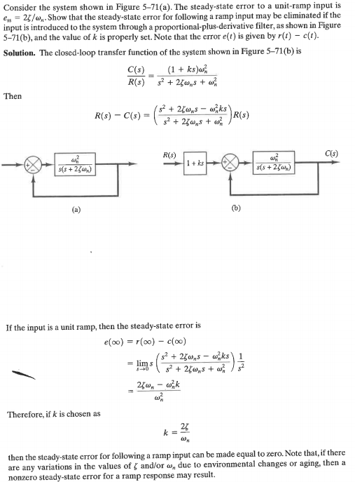Solved Consider the system shown in Figure 5-71(a). The | Chegg.com