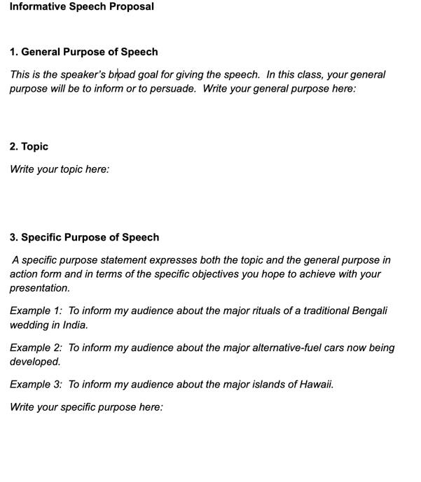 Informative Speech Proposal 1. General Purpose of