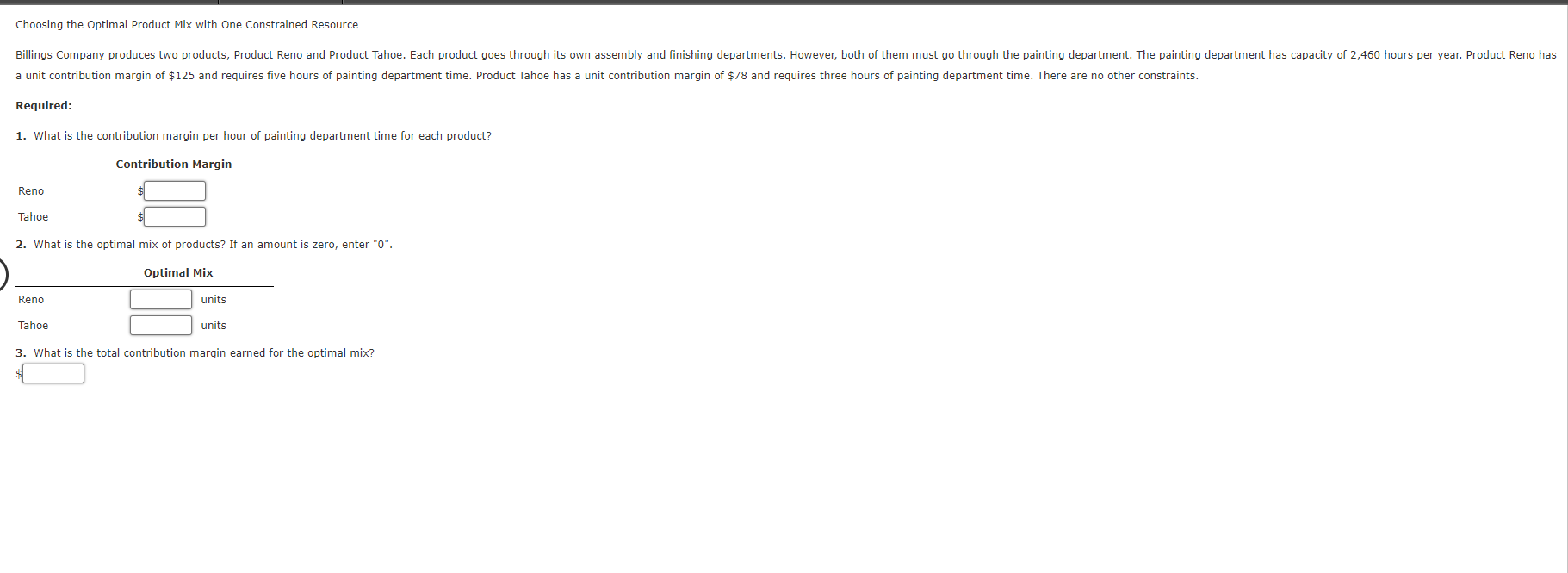 Solved Choosing the Optimal Product Mix with One Constrained