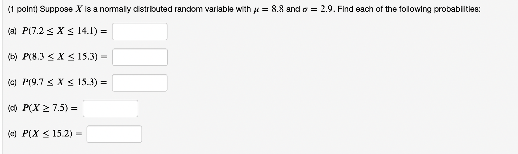 Solved (1 point) Suppose X is a normally distributed random | Chegg.com