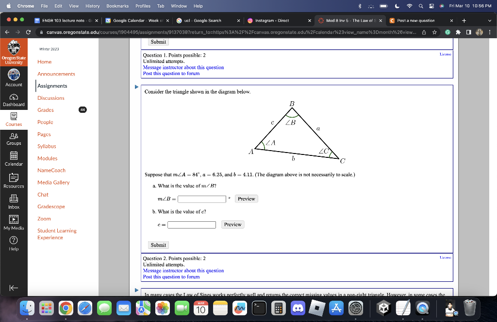 Solved Consider The Triangle Shown In The Diagram Below: | Chegg.com