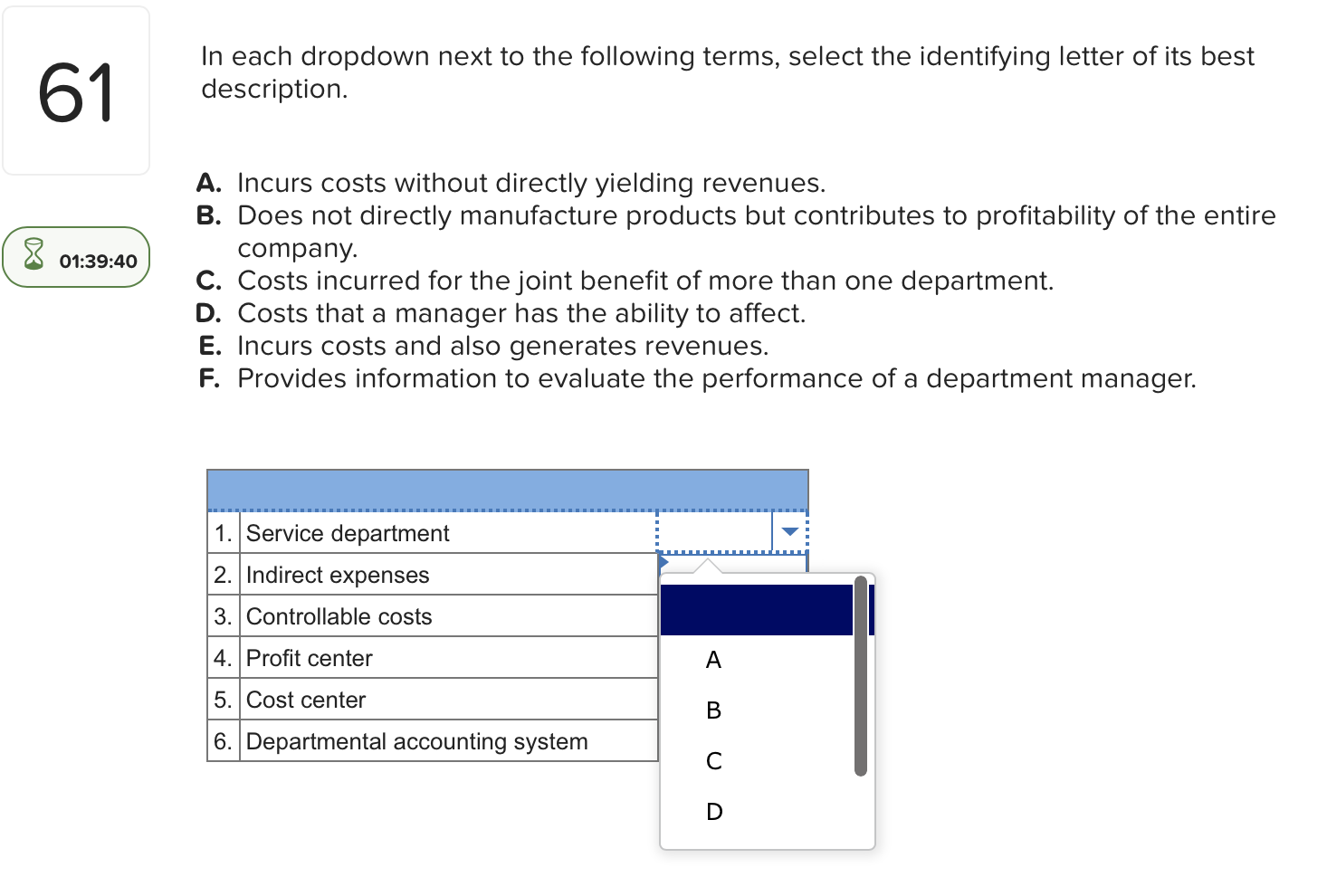 Solved In Each Dropdown Next To The Following Terms, Select | Chegg.com