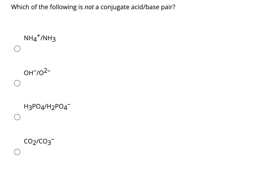 Which Of The Following Is Not A Conjugate Acid-base Pair