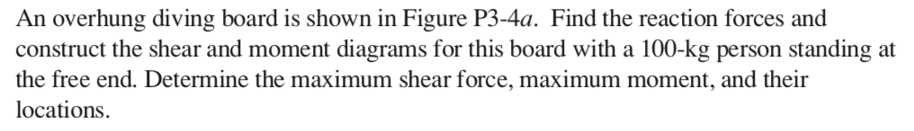 Solved An overhung diving board is shown in Figure P3-4a. | Chegg.com