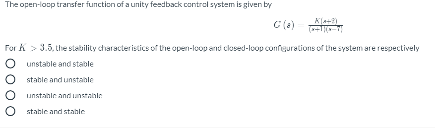 Solved The open-loop transfer function of a unity feedback | Chegg.com