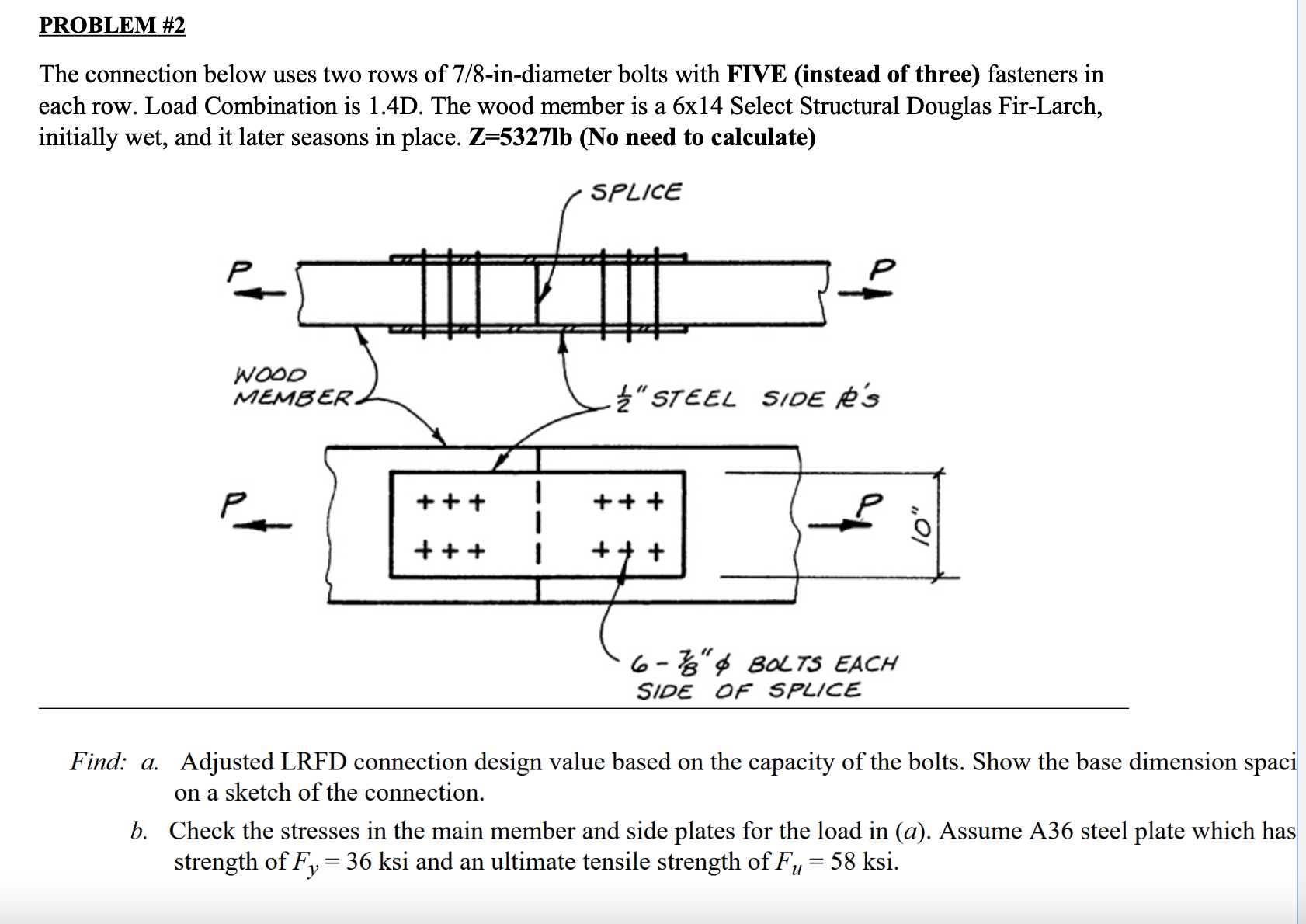 Solved The connection below uses two rows of 7/8-in-diameter | Chegg.com