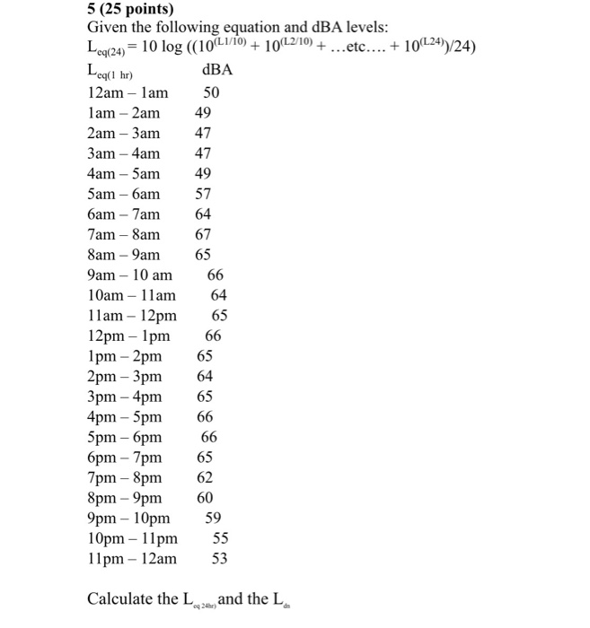 Solved 5 25 points Given the following equation and dBA Chegg