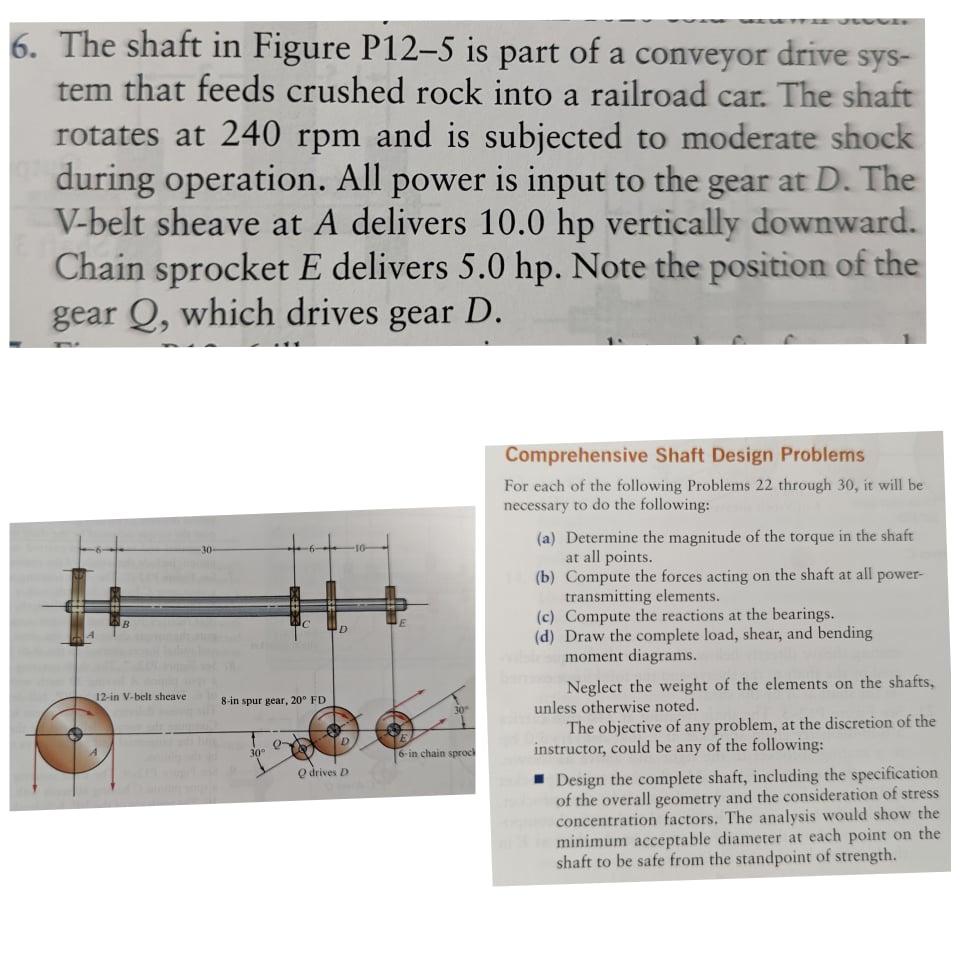 Solved a 6. The shaft in Figure P12–5 is part of a conveyor | Chegg.com