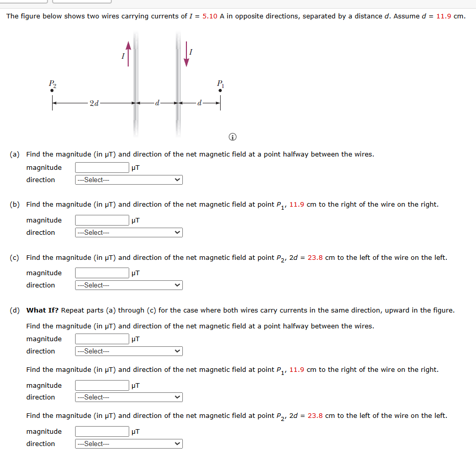 Solved The figure below shows two wires carrying currents | Chegg.com
