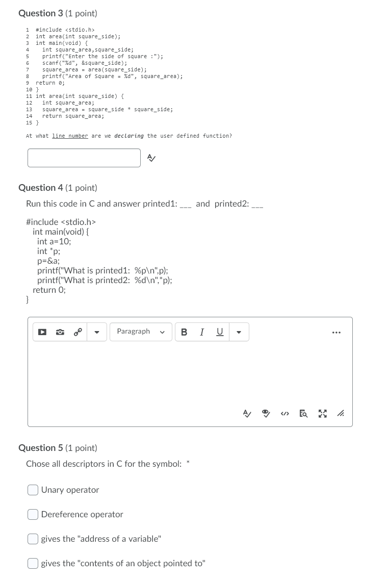 Solved Question 1 (1 point) Consider the .c program given. | Chegg.com