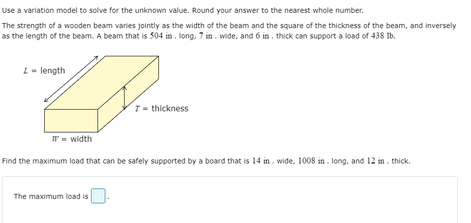 Solved Use a variation model to solve for the unknown value. | Chegg.com