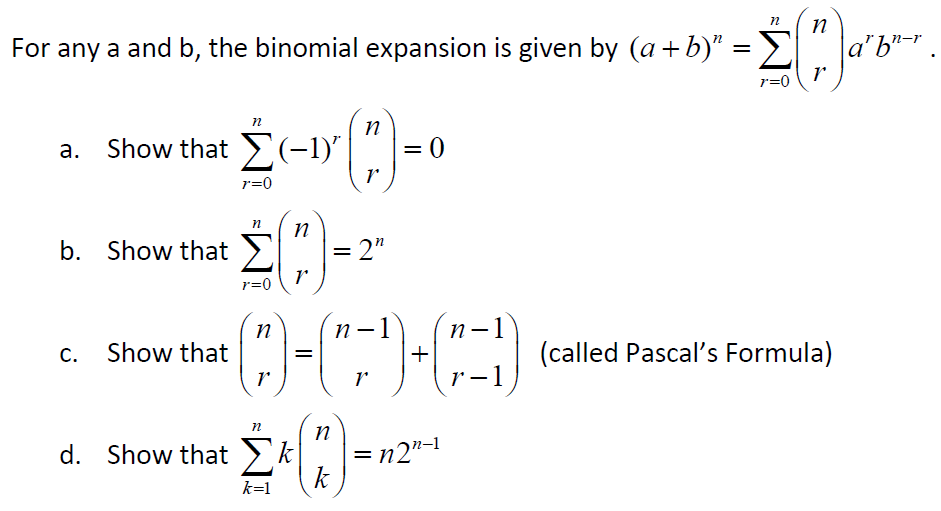 12 For Any A And B The Binomial Expansion Is Given Chegg Com