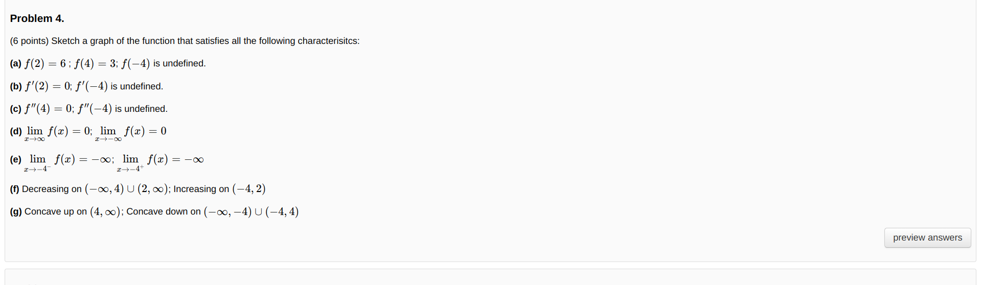 Solved Problem 4. (6 points) Sketch a graph of the function | Chegg.com