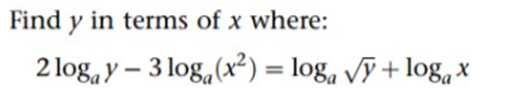 Solved Find y in terms of x where: y 2 logy – 3 log(xº) = | Chegg.com