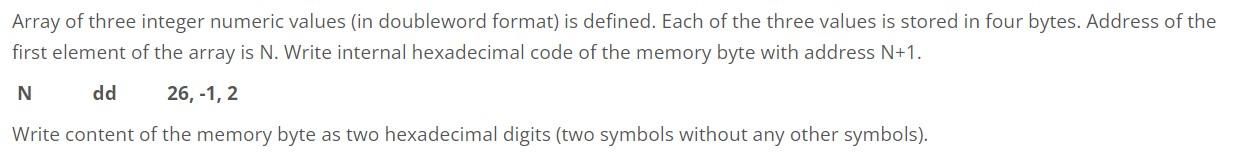 Solved Array of three integer numeric values (in doubleword | Chegg.com