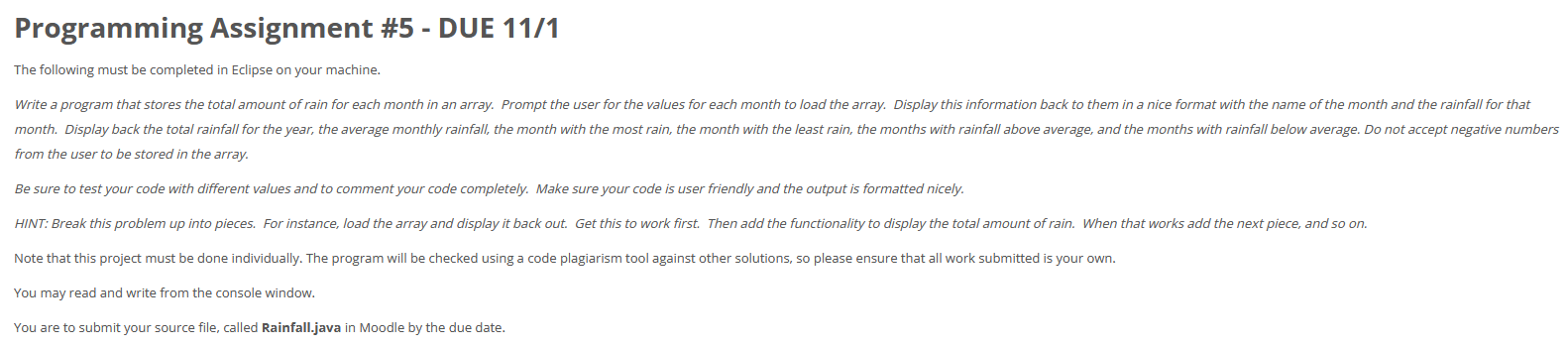 Solved Programming Assignment #5 - DUE 11/1 The following | Chegg.com