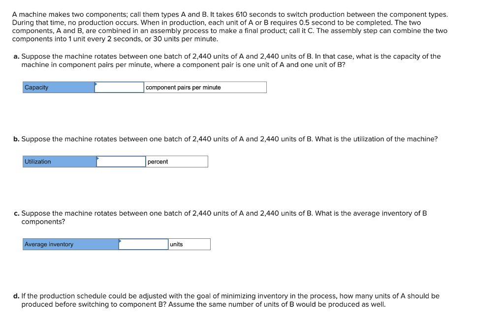 Solved A Machine Makes Two Components; Call Them Types A And | Chegg.com