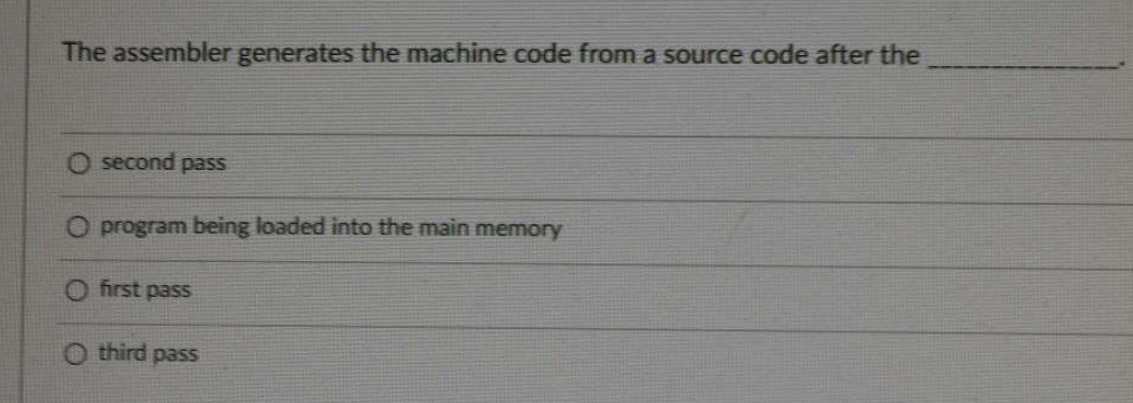 Solved The assembler generates the machine code from a | Chegg.com
