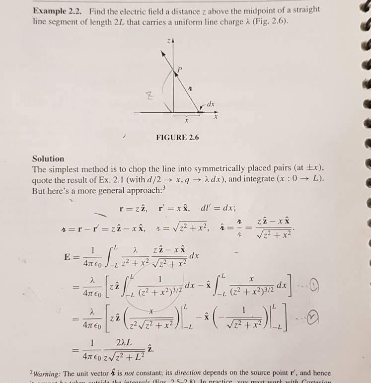 Solved Example 2.2. Find the electric field a distance z
