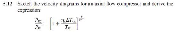 Solved 5.12 ﻿Sketch the velocity diagrams for an axial flow | Chegg.com