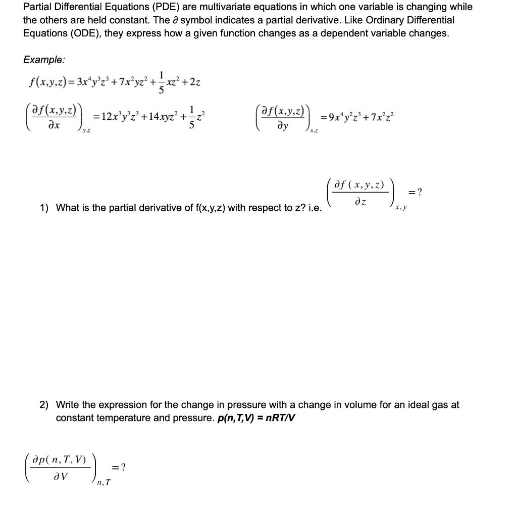 solved-partial-differential-equations-pde-are-multivariate-chegg