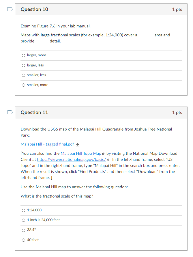 Solved Question 8 2 pts Depending on the map scale, 1 inch | Chegg.com