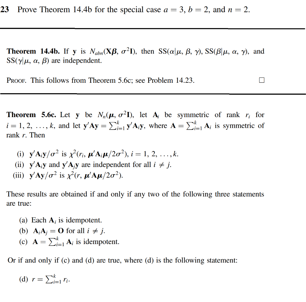 Solved 23 Prove Theorem 14.4b For The Special Case A = 3, B | Chegg.com