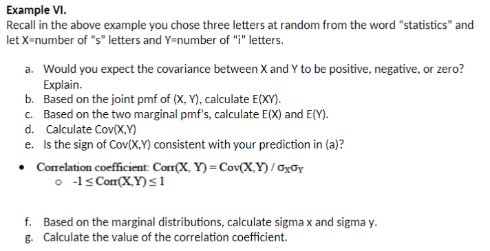 Solved Example VI prior work Table in box is the joint pmf | Chegg.com