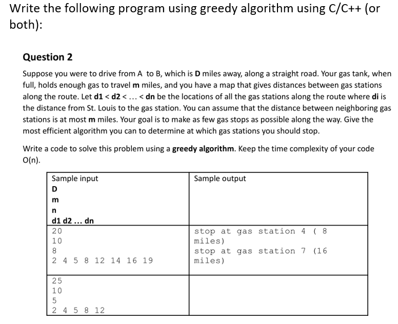 Solved Write The Following Program Using Greedy Algorithm | Chegg.com