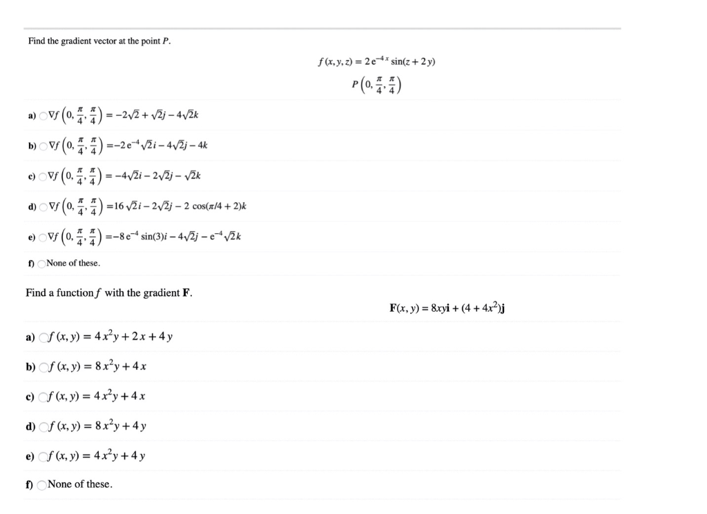 Solved Find the gradient vector at the point P. f (x, y, z) | Chegg.com