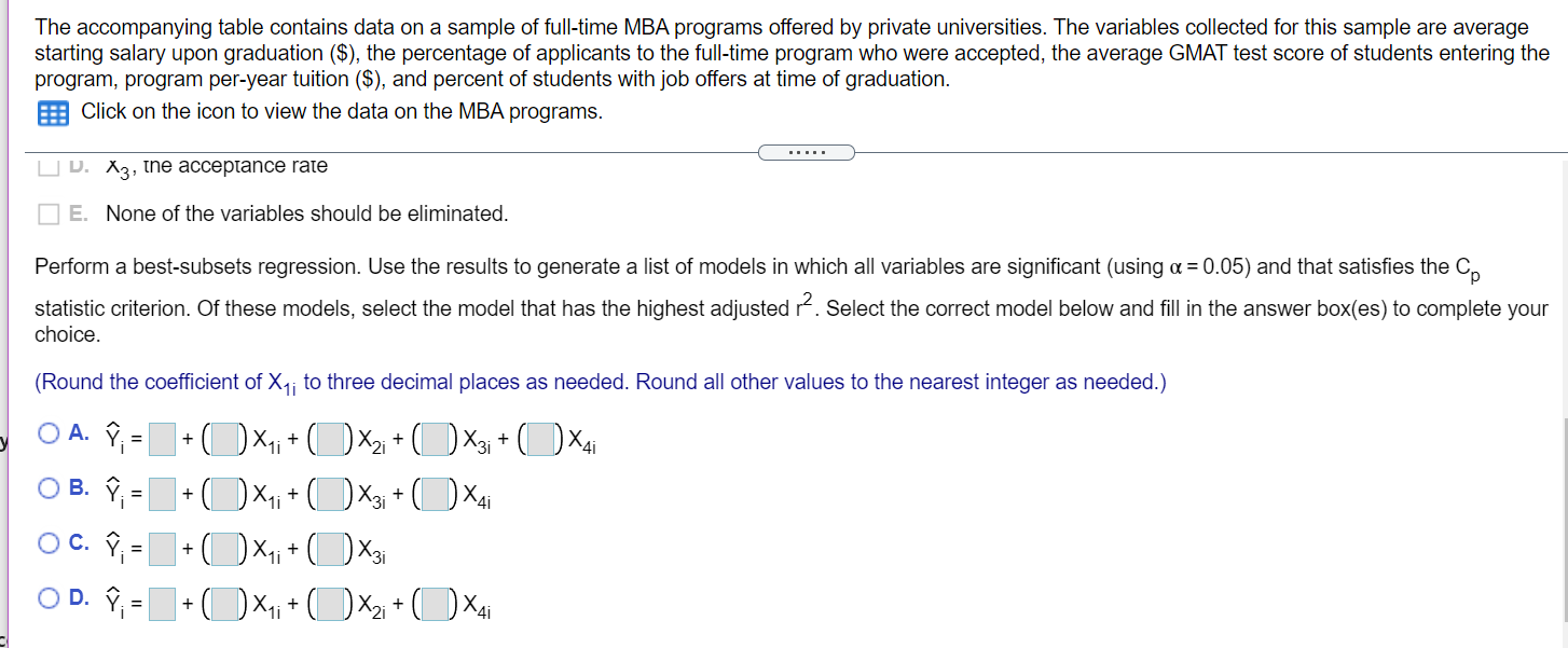 Solved The accompanying table contains data on a sample of | Chegg.com