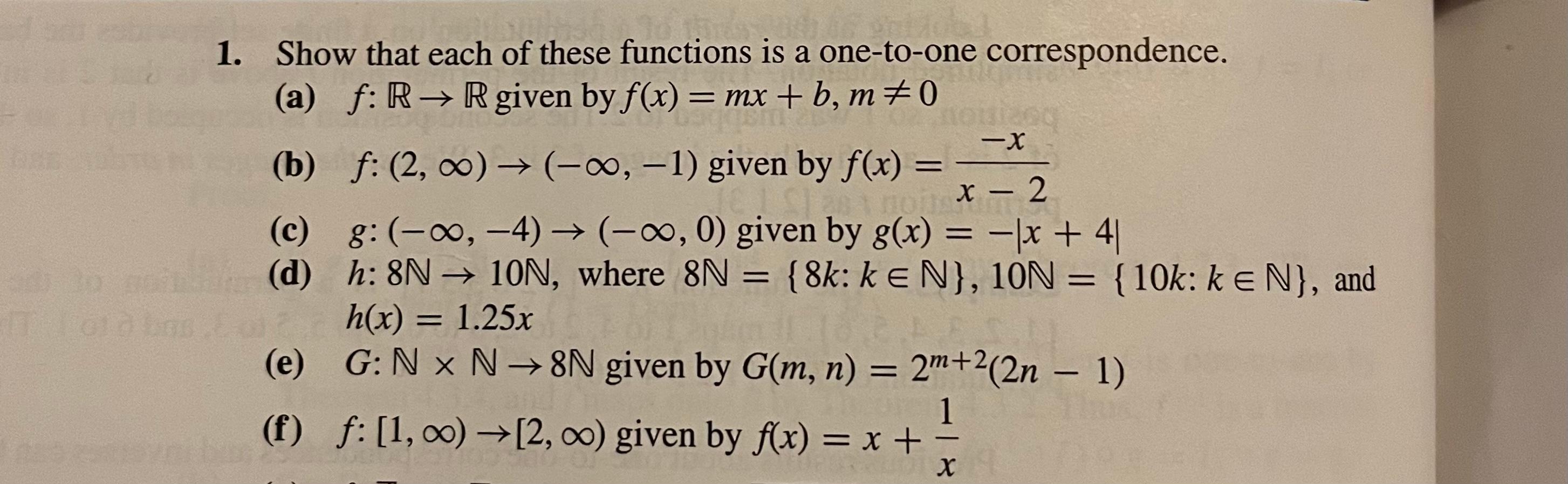 Solved 1. Show that each of these functions is a one-to-one | Chegg.com