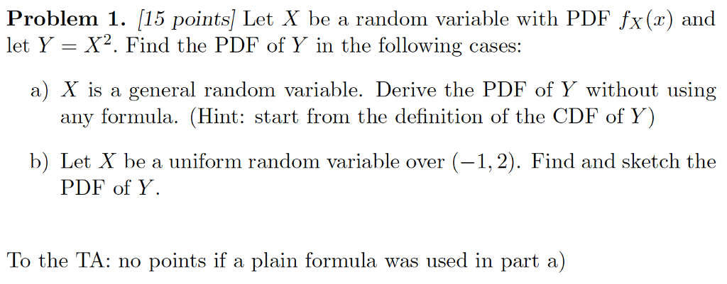 Solved Problem 1. [15 points] Let X be a random variable | Chegg.com