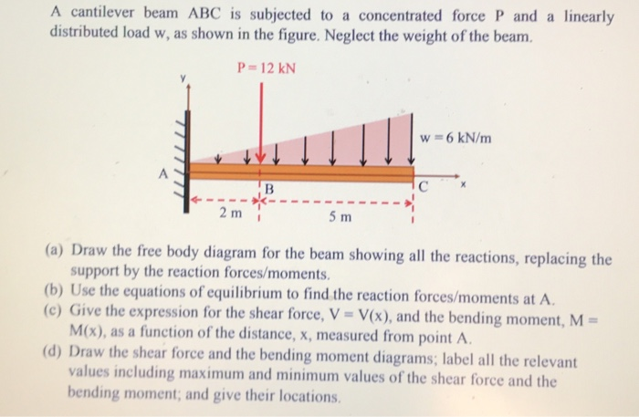 Solved A cantilever beam ABC is subjected to a concentrated | Chegg.com