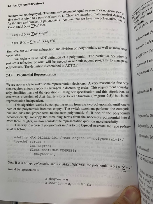 polynomial representation using array program