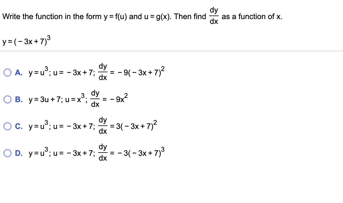 Solved Write The Function In The Form Y F U And U G X Chegg Com